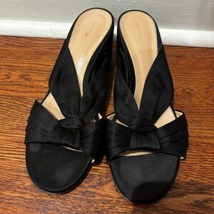Gianvito Rossi Black Silk Block Heels. Size 40.